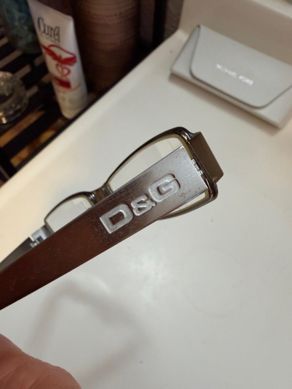 D&G Metallic Gray Logo Temple Glasses D&G